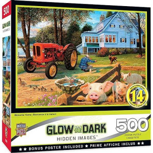 Masterpieces 500 Piece Glow In The Dark Jigsaw Puzzle For Adults, Family, Or Kids - Welcome Home - 15"X21"