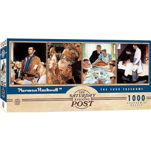 Masterpieces 1000 Piece Jigsaw Puzzle For Adults, Family, Or Kids - The Four Freedoms By Norman Rockwell - 13"X39"