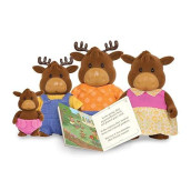 Li'L Woodzeez Moose Family Set - Vanderhoof Moose With Storybook - 5Pc Toy Set With Miniature Animal Figurines - Family Toys And Books For Kids Age 3+
