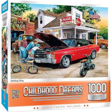 Masterpieces 1000 Piece Jigsaw Puzzle - Getting Dirty - Car Mechanics Theme - 26.75X19.25" - Perfect For Adults, Family, Or Kids