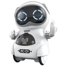 Haite Mini Robot, Pocket Robot For Kids With Interactive Dialogue Conversation, Voice Recognition, Chat Record, Singing& Dancing, White