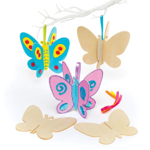 Baker Ross Ar432 Wooden 3D Butterflies - Pack Of 6, Arts And Crafts Painting Activities For Children