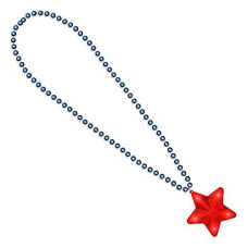 Blinkee Flashing Red Star Charm Pendant With Blue Beaded Necklace For Independence Day