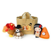 Genius Baby Toys The Original My Baby'S First Thanksgiving Playset With Turkey, Teddy Bear, Pumpkin Pie, Native American Girl
