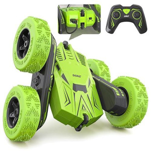Sgile Rc Stunt Car Toy Gift, 4Wd Remote Control Car With 2 Sided 360 Rotating Rc Car For Kids Girls Boys Age 6 7 8 12, Green