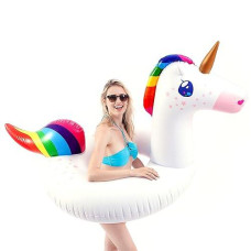 Joyin Gorgeous Inflatable Pool Tube With Unicorn Design, Pool Float, Fun Beach Floaties, Swim Party Toys, Summer Pool Raft Lounge For Adults & Kids