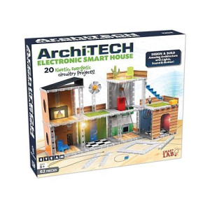 Smartlab Toys Archi-Tech Electronic Smart House - 62 Pieces - 20 Projects - Includes Light And Sound, Multicolor, 16 X 10 X 9"
