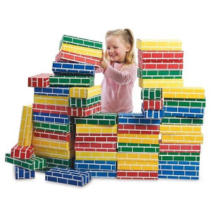 Lillian Vernon Primary Building Bricks - Kids Cardboard Bricks, Each 9" X 4" X 2" (Set Of 24)