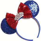 Clgift Snow White Tiara Minnie Ears, Snow White Ears,Blue Yellow Minnie Ears, Princess Mickey Ears, Blue Minnie Ears