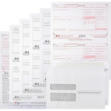 W2 Forms 2023, Complete Laser W-2 Tax Forms And W-3 Transmittal - Kit For 10 Employees 6-Part W-2 Forms With 10 Self-Seal Envelopes In Value Pack | W-2 Forms 2023