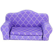 Sophia'S 18" Doll Purple With White Quatrefoil Print Pull-Out Sleeper Sofa For Two