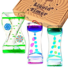Liquid Timer - Sensory Toy For Relaxation, Liquid Motion Bubbler Timer With Floating Color Lava Lamp, 3-Pack Incredibly Effective Calming Stress Relief Hourglass Toy For Kids & Adults, Autism & Adhd