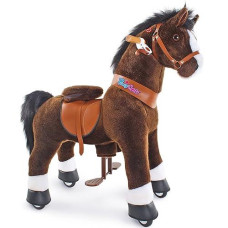 Ponycycle Official Classic U Series Ride On Horse Toy Plush Walking Animal Chocolate Brown Horse U4 For Age 4-8 Ux421