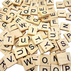 Sunnyglade 500Pcs Wood Letter Tiles/Wooden Scrabble Tiles A-Z Capital Letters For Crafts, Pendants, Spelling