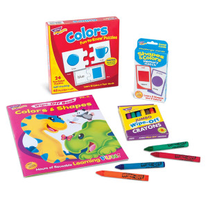 Trend Enterprises: Colors & Shapes Learning Fun Pack, Includes Colors Fun-To-Know Puzzles, Colors & Shapes Wipe-Off Book, Jumbo Wipe-Off Crayons, Shapes & Colors Memory Match, For Ages 3 And Up