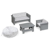 Badger Basket Toy Living Room Furniture Set For 18 Inch Dolls - Gray/White