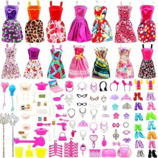 Mylass Value 123 Pcs Clothes And Accessories Set Eu Ce-En71 Certified Include 15 Clothes Party Grown Outfits + 108 Different Doll Accessories For 11.5 Inch Dolls