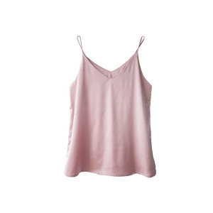 Wantschun Womens Silk Satin Camisole Cami Plain Strappy Vest Top T-Shirt Blouse Tank Shirt V-Neck Spaghetti Strap Us Size M;Pink
