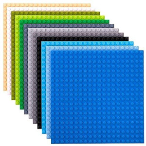 Strictly Briks Classic Stackable Baseplates, For Building Bricks, Bases For Tables, Mats, And More, 100% Compatible With All Major Brands, Nature Colors, 12 Pack, 6X6 Inches