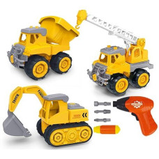 Hapisimi Take Apart Beach Car Toys For Sandbox Age 3-5 Boy, Educational Take Apart Construction Toys, Stem Excavator Sand Toys For Kids Child Outdoor, Birthday Gift, Xmas