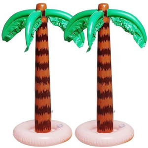 Inflatable Palm Tree Decoration, 2 Pack Jumbo Coconut Trees Beach Backdrop Favor Tropical Blow Up Hawaiian Summer Party Decor For Hawaiian Luau Party Decoration