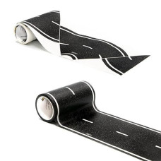Playtape Road Tape And Curves For Toy Cars - 1 Roll Of 30 Ft. X 4 In. Black Road + 1 Roll Of 12 Curves