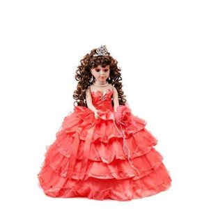 Kinnex Collections By Amanda 18" Porcelain Quinceanera Umbrella Doll (Quince Anos)~Coral~ Kk18729-12