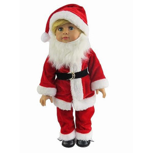 American Fashion World Santa Claus Christmas Outfit For 18-Inch Dolls | Premium Quality & Trendy Design | Dolls Clothes | Outfit Fashions For Dolls For Popular Brands