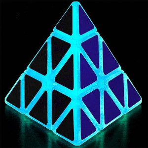 Tanch Fluorescent Pyramid Speed Cube Glow In The Dark Triangle Cubes Puzzle Luminous Magic Cubes Blue