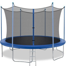 Bestmassage 10Ft 12Ft Trampoline With Safety Enclosure Net - Combo Bounce Jump Outdoor Fitness Trampoline Pvc Spring Cover Padding Exercise Trampoline For Kids And Adults