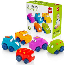 Tippi Monster Movers 5 Soft Play Baby Toy Cars - Toy Car Set For 1 Year Old - Suitable From 12 Months - 1 Year Old Boy Gifts - Toys For 1 Year Old Boys