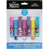 Townley Girl Super Sparkly Lip Gloss Set Featuring Disney Minnie Mouse - 7 Fun Flavors For Girls, Ideal For Sleepovers, Makeovers, And Gifts!