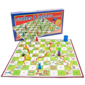 Toyland 9 Piece Snakes & Ladders Game With Foldable Board & Storage Box - Traditional Family Board Games - Ages 3+