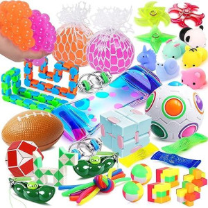 36 Pcs Sensory Fidget Toys Pack for Kids Adults, Fidget Box for Stress and Anxiety Relief and Kill Time, Figit Toys Package, Autistic ADHD Toy, Mochi Squishy Toy, Infinity Cube