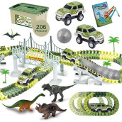 Toyvelt Dinosaur Toys Race Track Toy Set - Create A Dinosaur World Race 2021 Edition Dinosaur Playset Includes 3 Cars & Mega Ball And Container Gift For Boys & Girls Ages 3,4,5,6, Years Old And Up
