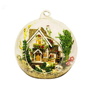 Wyd Diy Miniature Wooden Dollhouse Glass Ball Creative Birthday Xmas Gift (Forest House)