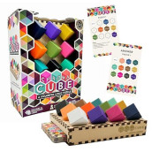Project Genius: Chroma Cube, A Colorful Logic Puzzle, 12 Colorful Wood Blocks, 25 Brainteaser Cards, Puzzle, Great Gift, 1 Player Game Logic