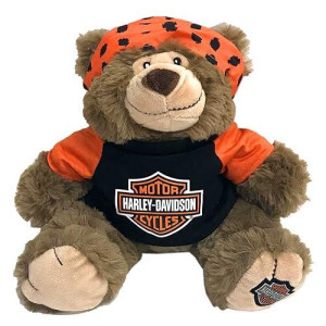 Harley-Davidson Big Ed 12 In. Huggy Stuffed Plush Bear, Black & Orange 9950849