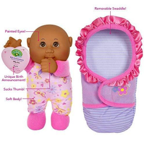 Cabbage Patch Kids Official, Newborn Baby African American Girl Doll - Comes With Swaddle Blanket And Unique Adoption Birth Announcement