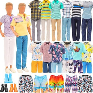 Miunana Lot 12 Items Doll Clothes For Boy Doll Include Random 4 Pcs Casual Wear + 5 Pcs Dolls Pants +3 Shoes