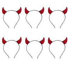 Andes Halloween Red Devil Horns Headband For Costume Party Pack Of 6 (H)