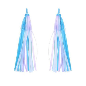 VORcOOL 1 Pair Bike Handlebar Streamers Bicycle grips colorful Polyester Streamers Tassel Ribbons children Baby carrier Accessories (Blue)