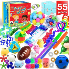 Pp Phimota Sensory Toys Set 55 Pack, Stress Relief Fidget Hand Toys For Adults And Kids, Sensory Fidget And Squeeze Widget For Relaxing Therapy - Perfect For Adhd Add Anxiety Autism