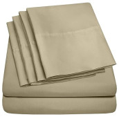 Sweet Home Collection 6 Piece 1500 Supreme Collection Brushed Microfiber Deep Pocket Sheet Set-2 Extra Pillow Cases, Great Value, Split King, Sage