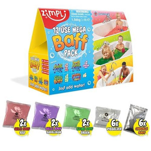 12 Use Mega Value Baff Pack From Zimpli Kids, 4 X Gelli Baff, 2 X Slime Baff & 6 X Crackle Baff, Children'S Sensory & Bath Toy, Birthday Presents For Boys & Girls, Certified Biodegradable Gift