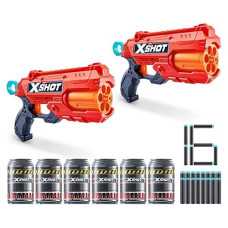 Xshot X-Shot Excel Double Reflex 6 Foam Dart Blaster Combo Pack (16 Darts 6 Half Cans) By Zuru, Frustration Free Packaging, Slam Fire, Toy Foam Dart Blaster For Kids, Teens, Adults , White