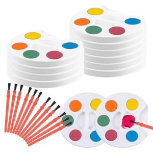 Artcreativity Mini Paint Sets - Pack Of 12 - Five Watercolors In Tray With Brush - Crafts, Supplies, School, Party Favor, Kids' Prize