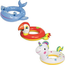 Bestway 36128 Baby Inflatable Donut Lifebuoy With Animals 3/6 Years U79X58 P84X76 B84X71, Multicolour, Taglia Unica