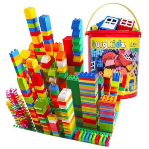 Burgkidz Big Building Block Set - 214 Pieces Toddler Educational Toy Classic Large Size Building Block Bricks - 13 Fun Shapes And Storage Bucket - Compatible With All Major Bulk Bricks Set