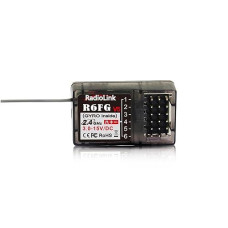 Radiolink R6Fg 6 Channels 2.4Ghz Rc Receiver With Gyro, Surface Long Range Control Rx For Vehicle Drifting/Crawler/Truck/Boat Works With Radio Controller Rc4Gs V3/Rc6Gs V3/Rc4Gs V2/Rc6Gs V2/T8Fb/T8S